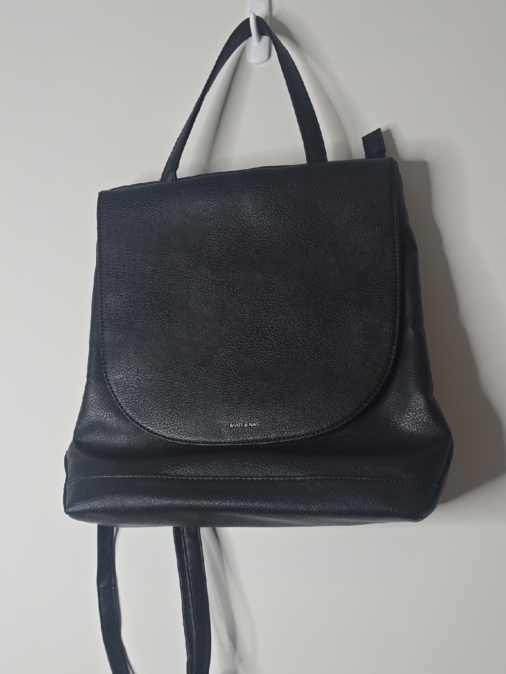 Matt & Nat Black Vegan Leather Flap Sevan Backpack